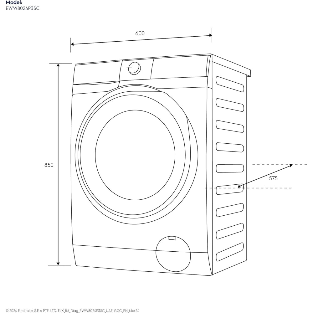 Electrolux 8/5 KG Washer Dryer with 12 Programs & 1200 RPM, Eco-Inverter Front Loading Washing & Drying Combo Machine, EWW8024P3SC