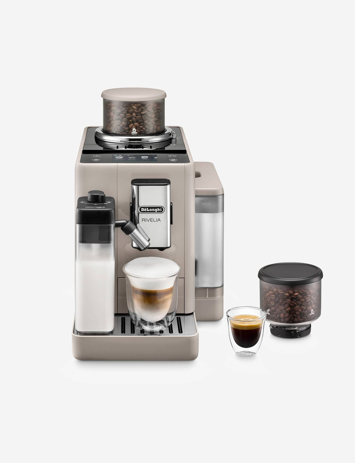 De'Longhi Rivelia Bean-to-Cup Coffee Machine, 16 Coffee Recipes & Full-Touch Display, Sand Beige – EXAM440.55.BG ( ESMA Certfied)