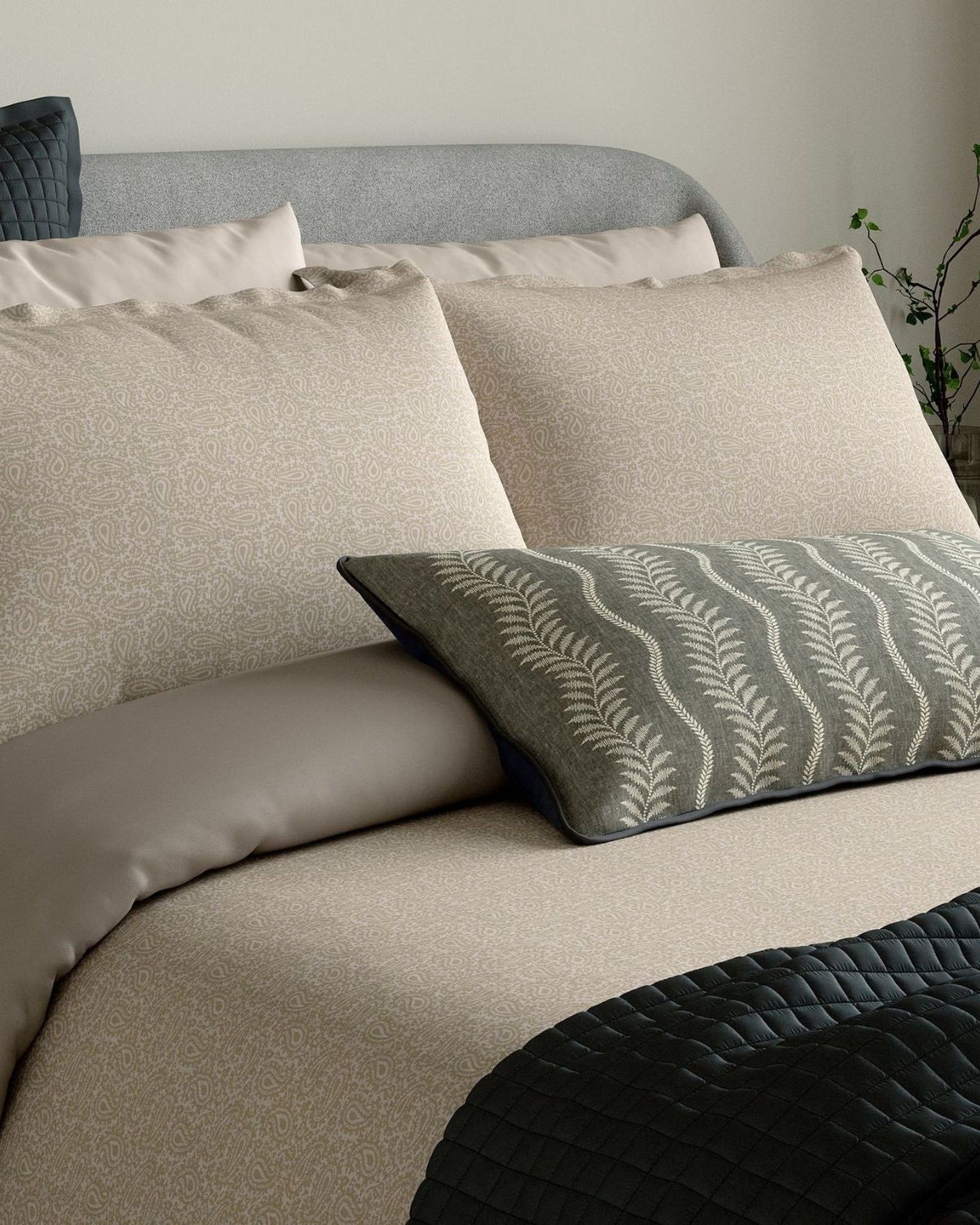 Bedeck of Belfast "Emmy" Duvet Cover and Oxford Pillowcase in Mink