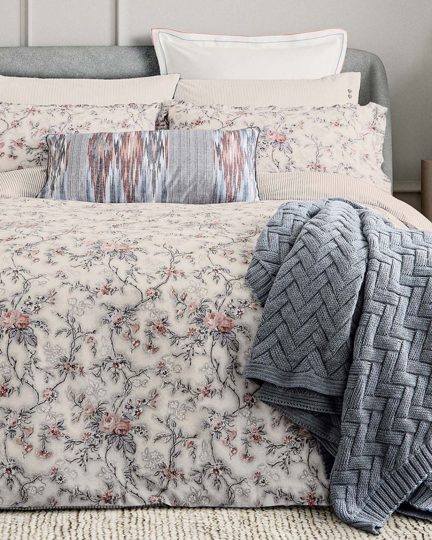 Bedeck of Belfast "Estelle" Duvet Cover and Oxford Pillowcase in Red