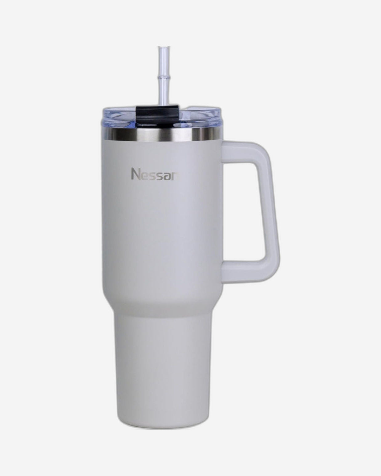 Nessan Double Wall Stainless Steel Vacuum Insulated Travel Mug Tumbler with Dual Function Lid and Straw for Water, Iced Tea or Hot Coffee, Smoothie and More (Beige, 1200ml)