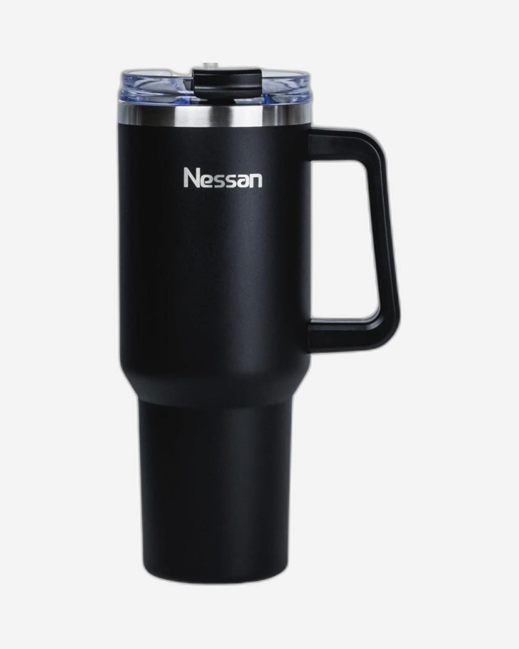Nessan Double Wall Stainless Steel Vacuum Insulated Travel Mug Tumbler with Dual Function Lid and Straw for Water, Iced Tea or Hot Coffee, Smoothie and More (Black, 1200ml)