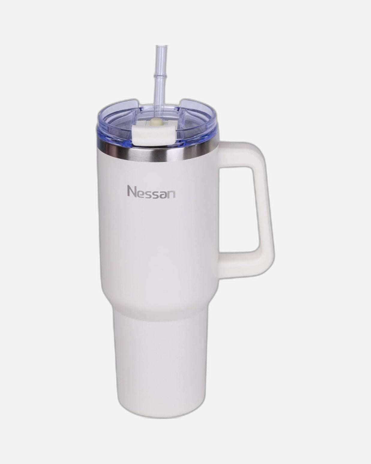 Nessan Double Wall Stainless Steel Vacuum Insulated Travel Mug Tumbler with Dual Function Lid and Straw for Water, Iced Tea or Hot Coffee, Smoothie and More (Cream, 1200ml)