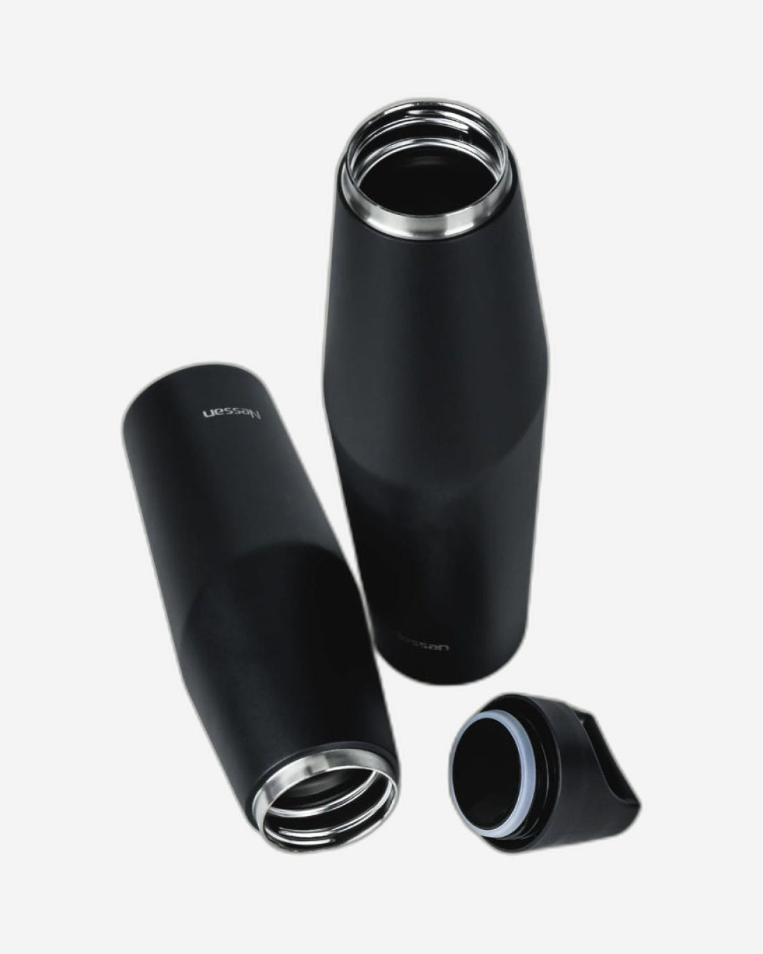 Nessan Double Wall Stainless Steel Vacuum Insulated Travel Flask Bottle for Water, Iced Tea or Hot Coffee, Smoothie and More (Black, 540ml)