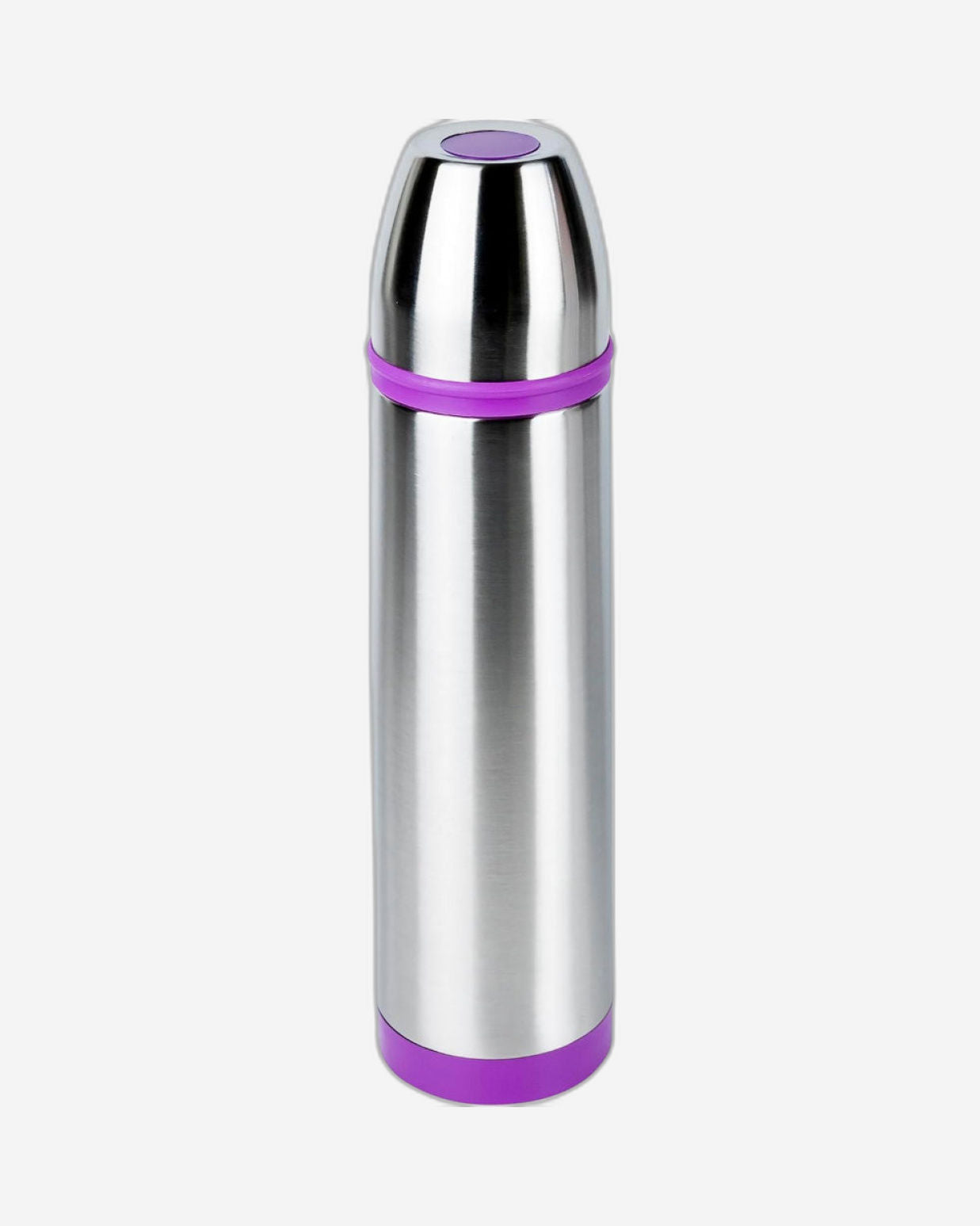 Nessan Vacuum Flask Double Wall With Color Band, Silver 1L