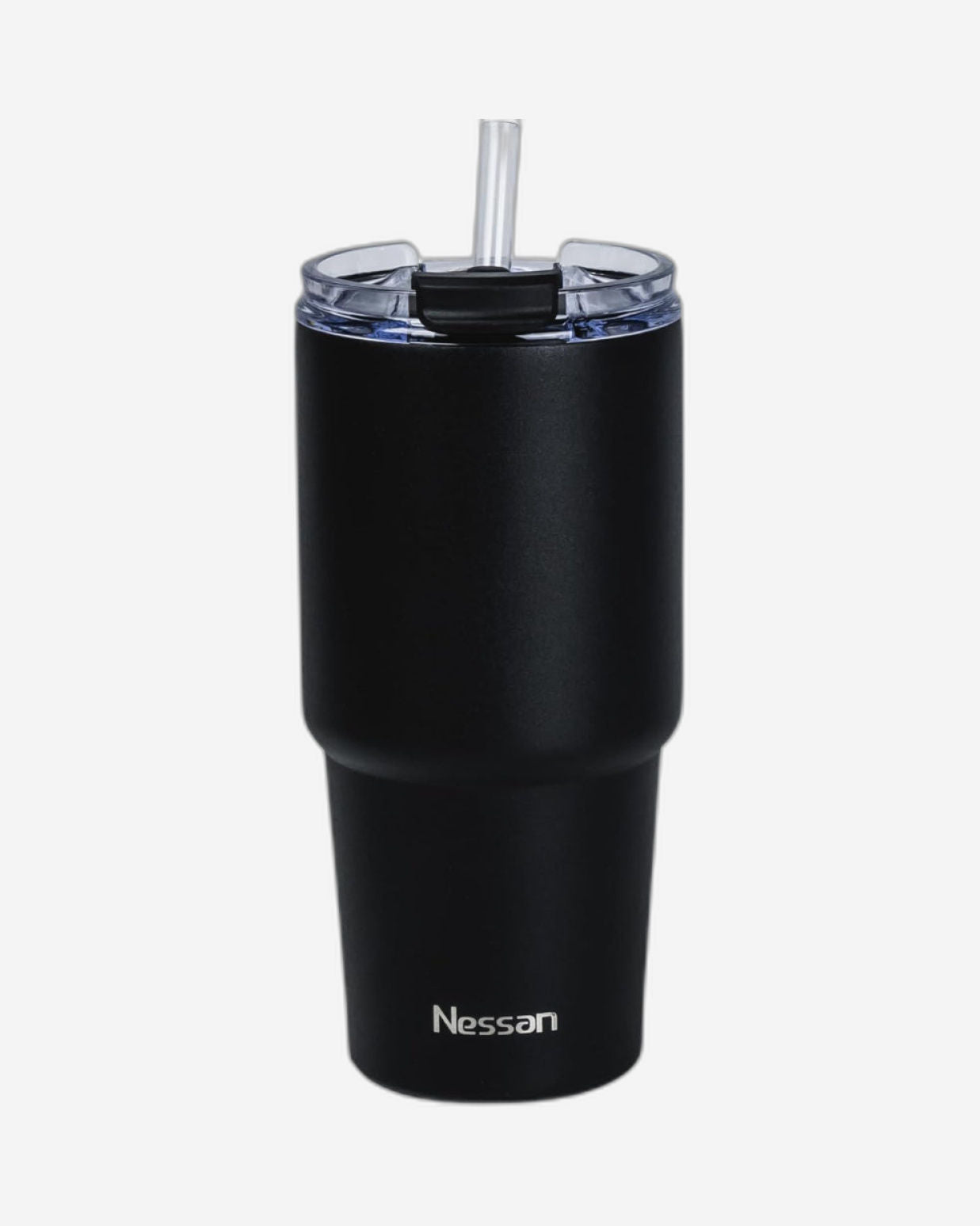 Nessan Double Wall Stainless Steel Vacuum Insulated Travel Mug Tumbler with Dual Function Lid and Straw for Water, Iced Tea or Hot Coffee, Smoothie and More (Black, 480ml)