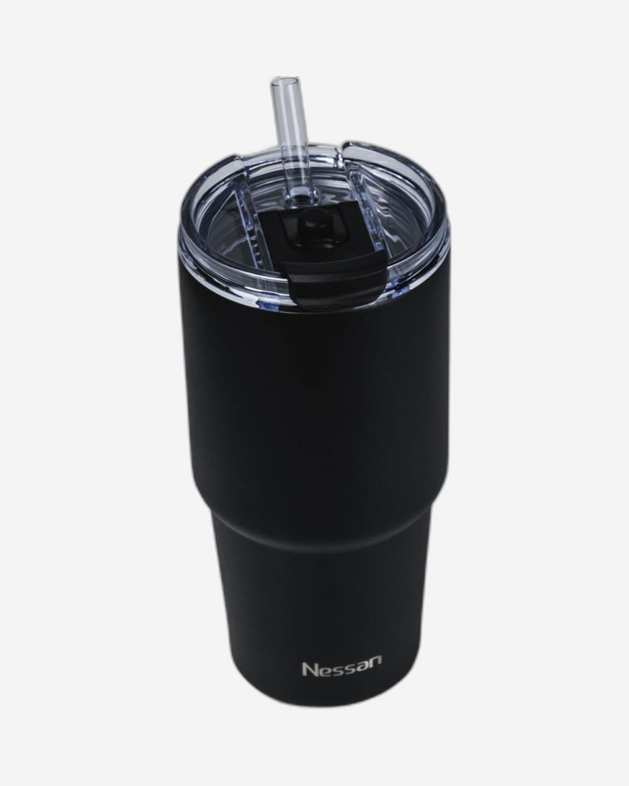 Nessan Double Wall Stainless Steel Vacuum Insulated Travel Mug Tumbler with Dual Function Lid and Straw for Water, Iced Tea or Hot Coffee, Smoothie and More (Black, 480ml)