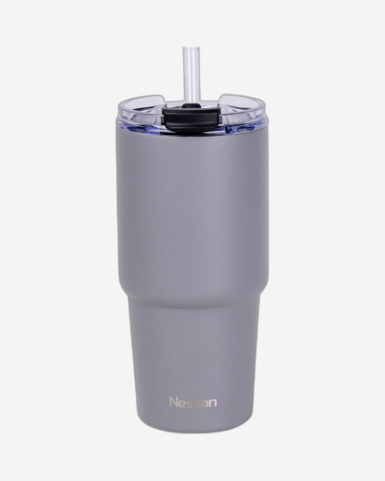 Nessan Double Wall Stainless Steel Vacuum Insulated Travel Mug Tumbler with Dual Function Lid and Straw for Water, Iced Tea or Hot Coffee, Smoothie and More (Grey, 480ml)