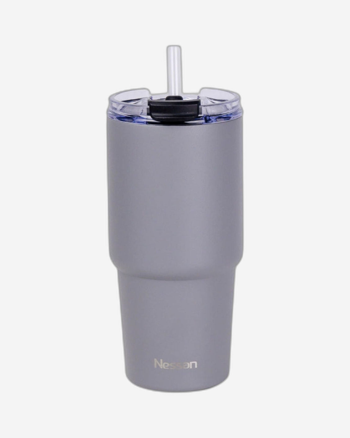 Nessan Double Wall Stainless Steel Vacuum Insulated Travel Mug Tumbler with Dual Function Lid and Straw for Water, Iced Tea or Hot Coffee, Smoothie and More (Grey, 480ml)