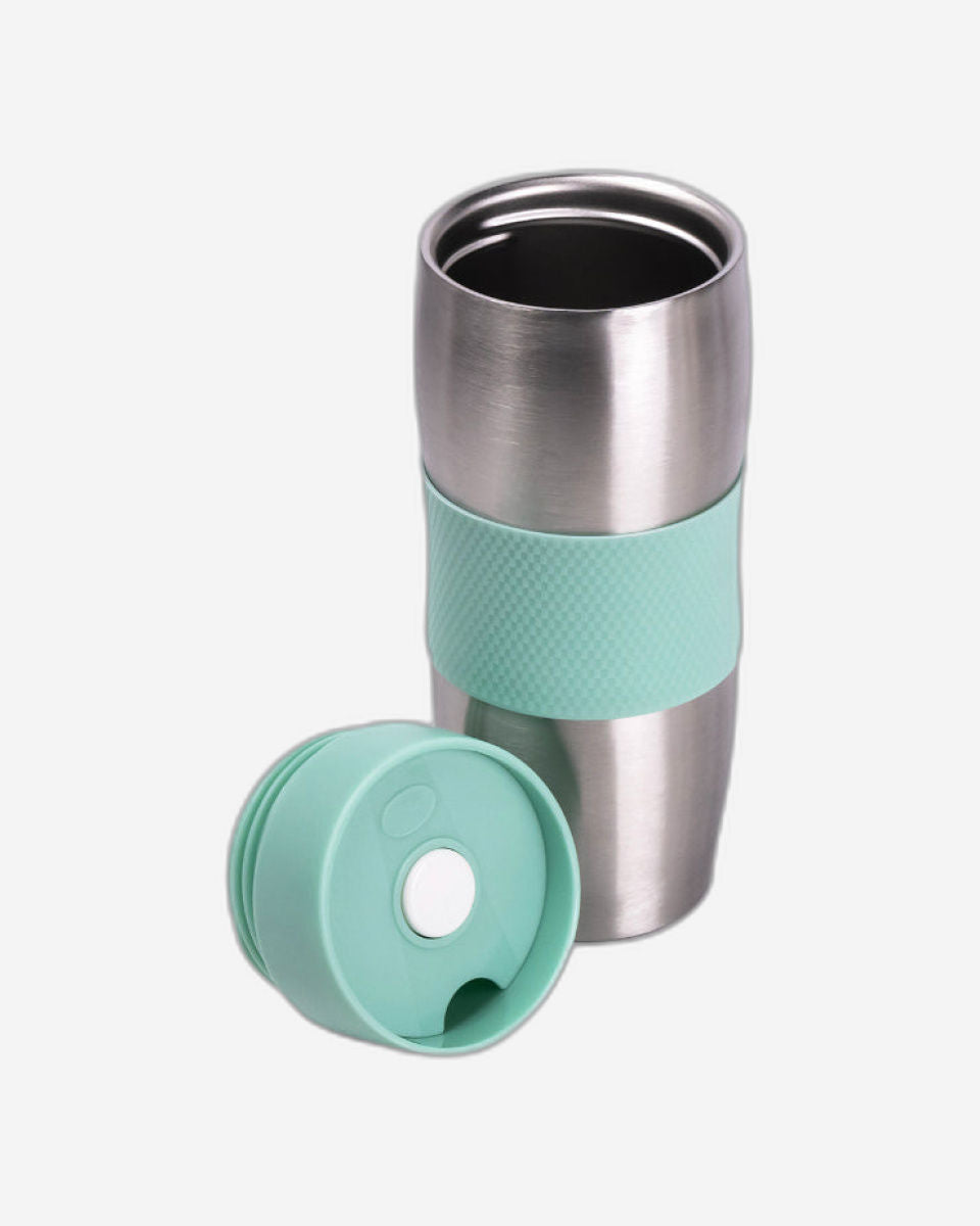 Nessan 380ml Mug with Silicone Rubber Sleeve for Grip, Green - Durable & Stylish Mug for Hot & Cold Beverages