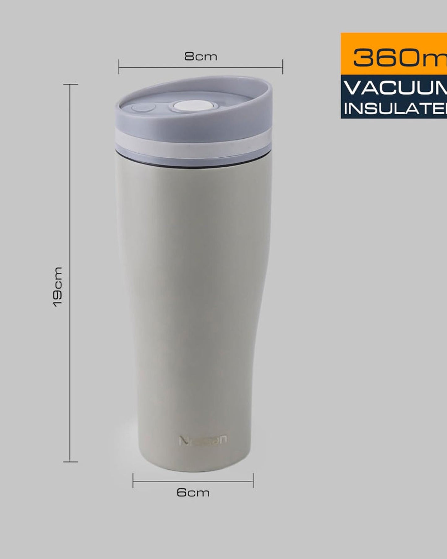 Nessan Insulated Stainless Steel Vacuum Mug, 360ml - Your Perfect Portable Thermal Tumbler for Hot and Cold Beverages Anywhere: Home, Gym, Outdoors, Office, and School - Beige