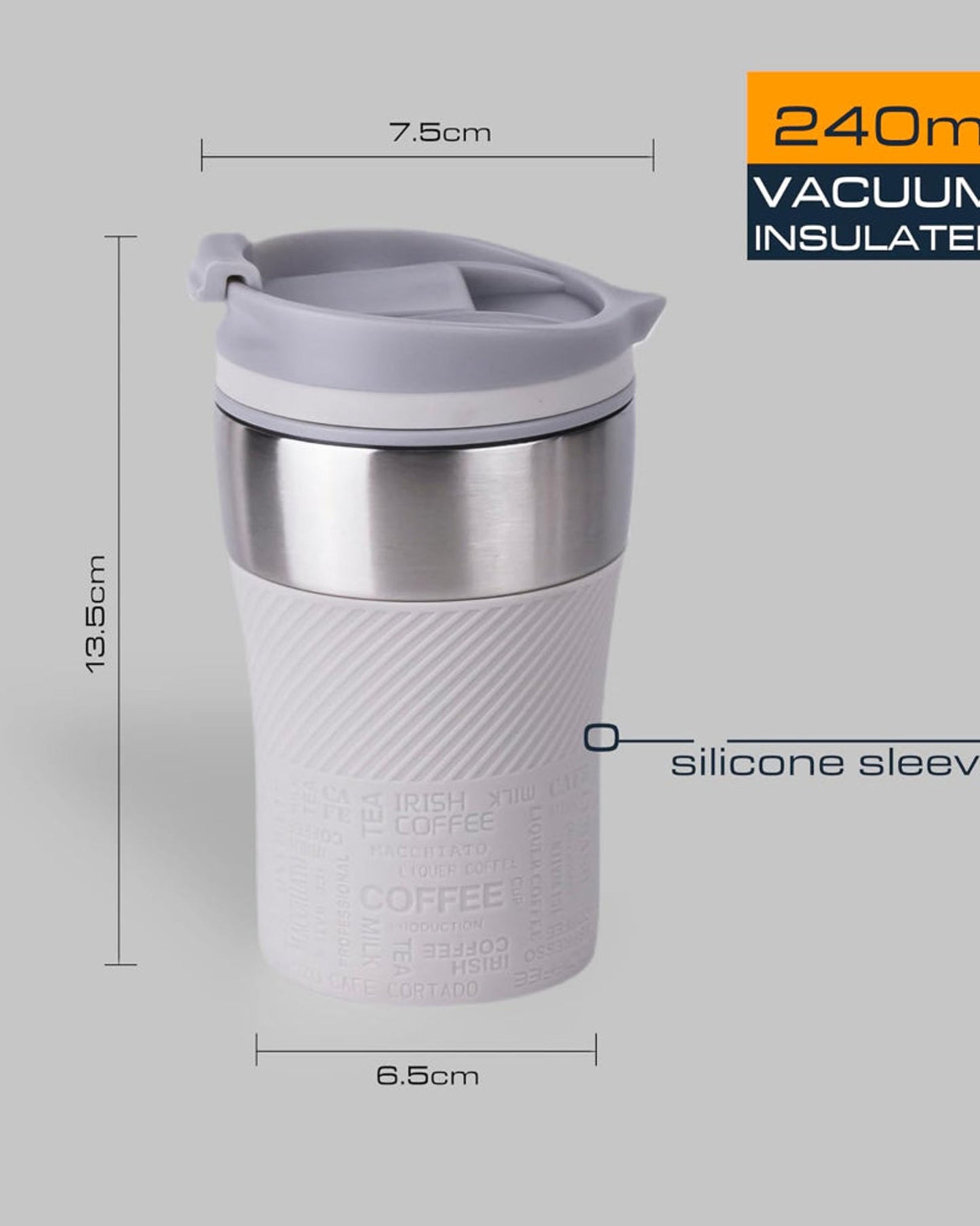 Nessan Insulated Stainless Steel Vacuum Mug, 240ml - Your Compact Travel Essential for Hot and Cold Beverages Anywhere: Home, Gym, Outdoors, Office, and School - Beige