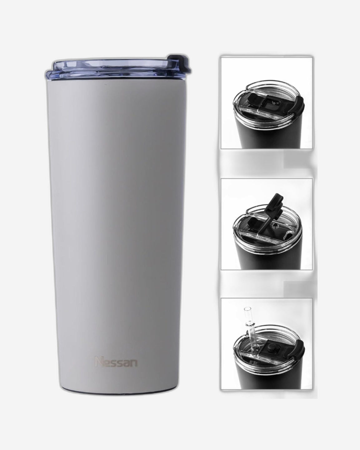 Nessan Insulated Stainless Steel Vacuum Mug, 600ml - Your Versatile Dual-Use Travel Companion for Hot and Cold Beverages Anywhere: Home, Gym, Outdoors, Office, and School - Beige