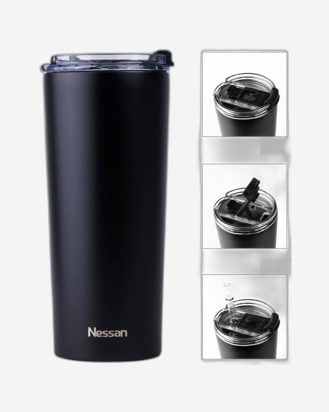 Nessan Insulated Stainless Steel Vacuum Mug, 600ml - Your Versatile Dual-Use Travel Companion for Hot and Cold Beverages Anywhere: Home, Gym, Outdoors, Office, and School - Black