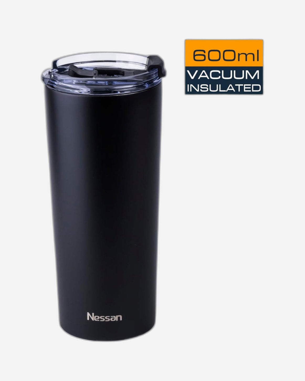 Nessan Insulated Stainless Steel Vacuum Mug, 600ml - Your Versatile Dual-Use Travel Companion for Hot and Cold Beverages Anywhere: Home, Gym, Outdoors, Office, and School - Black
