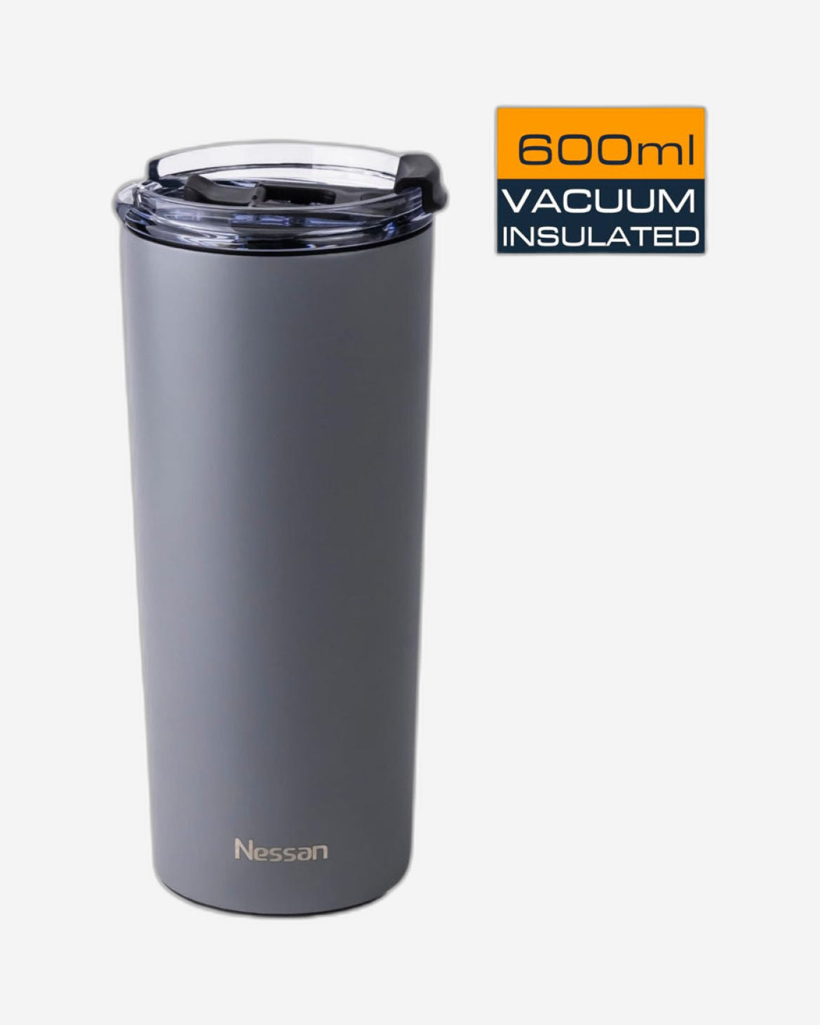 Nessan Insulated Stainless Steel Vacuum Mug, 600ml - Your Versatile Dual-Use Travel Companion for Hot and Cold Beverages Anywhere: Home, Gym, Outdoors, Office, and School - Grey
