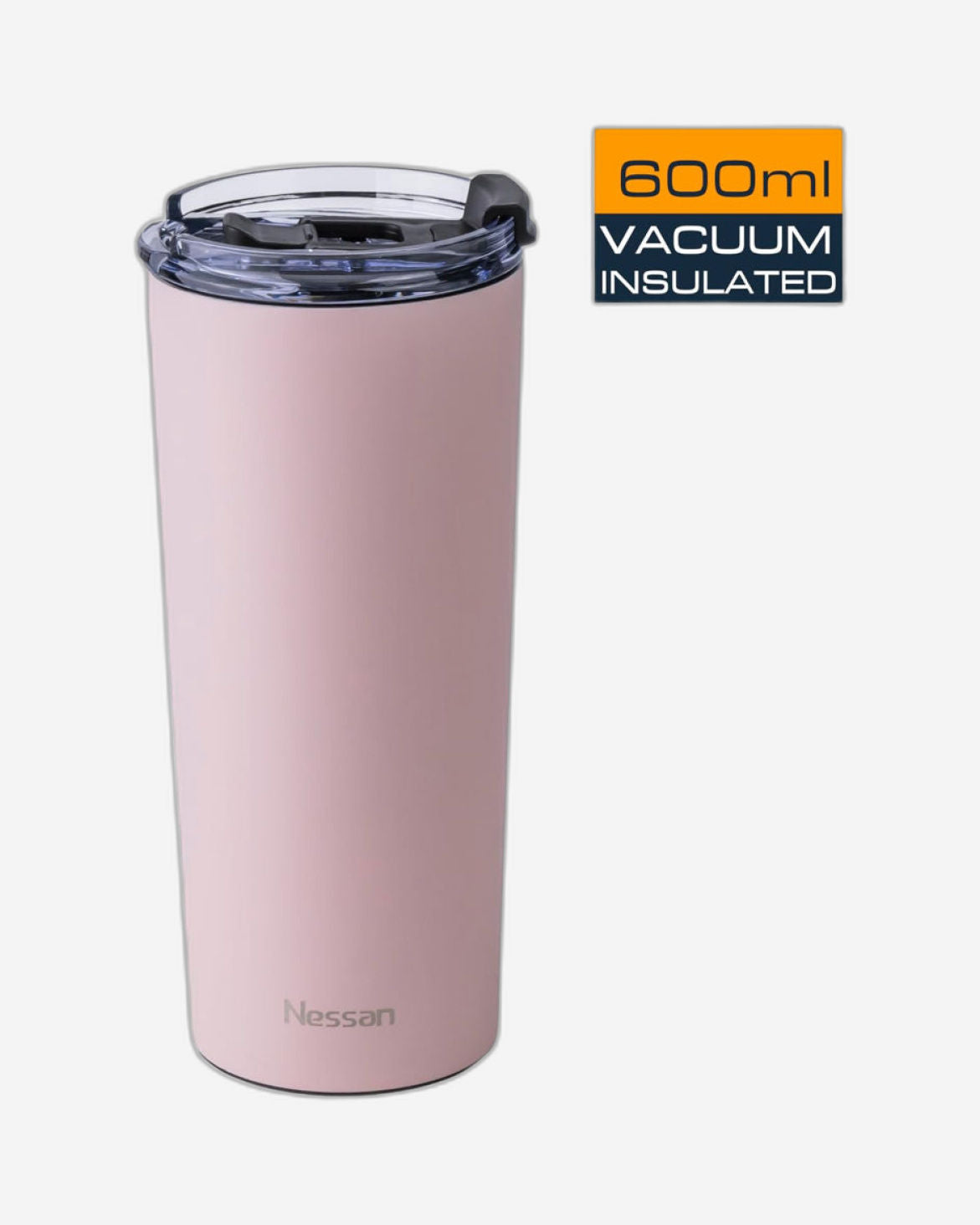Nessan Insulated Stainless Steel Vacuum Mug, 600ml - Your Versatile Dual-Use Travel Companion for Hot and Cold Beverages Anywhere: Home, Gym, Outdoors, Office, and School - Pink