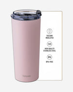 Nessan Insulated Stainless Steel Vacuum Mug, 600ml - Your Versatile Dual-Use Travel Companion for Hot and Cold Beverages Anywhere: Home, Gym, Outdoors, Office, and School - Pink
