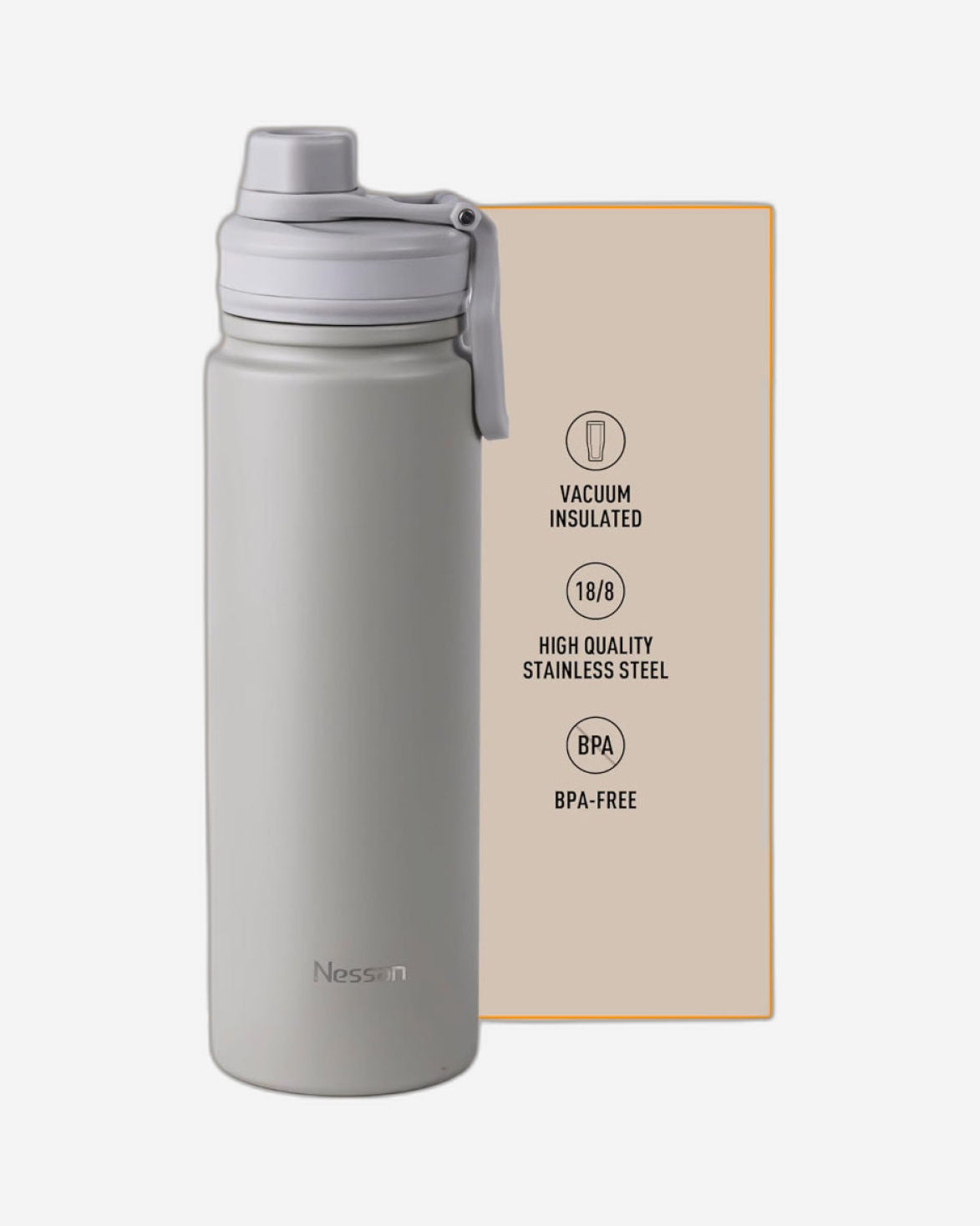 Nessan 720ml Travel Flask – Double Wall Insulated Stainless Steel Vacuum Bottle for Hot and Cold Beverages - Beige