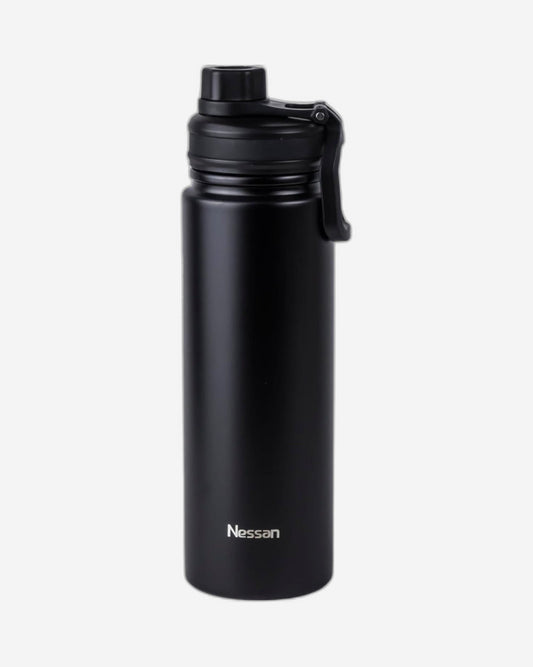 Nessan 720ml Travel Flask – Double Wall Insulated Stainless Steel Vacuum Bottle for Hot and Cold Beverages - Black