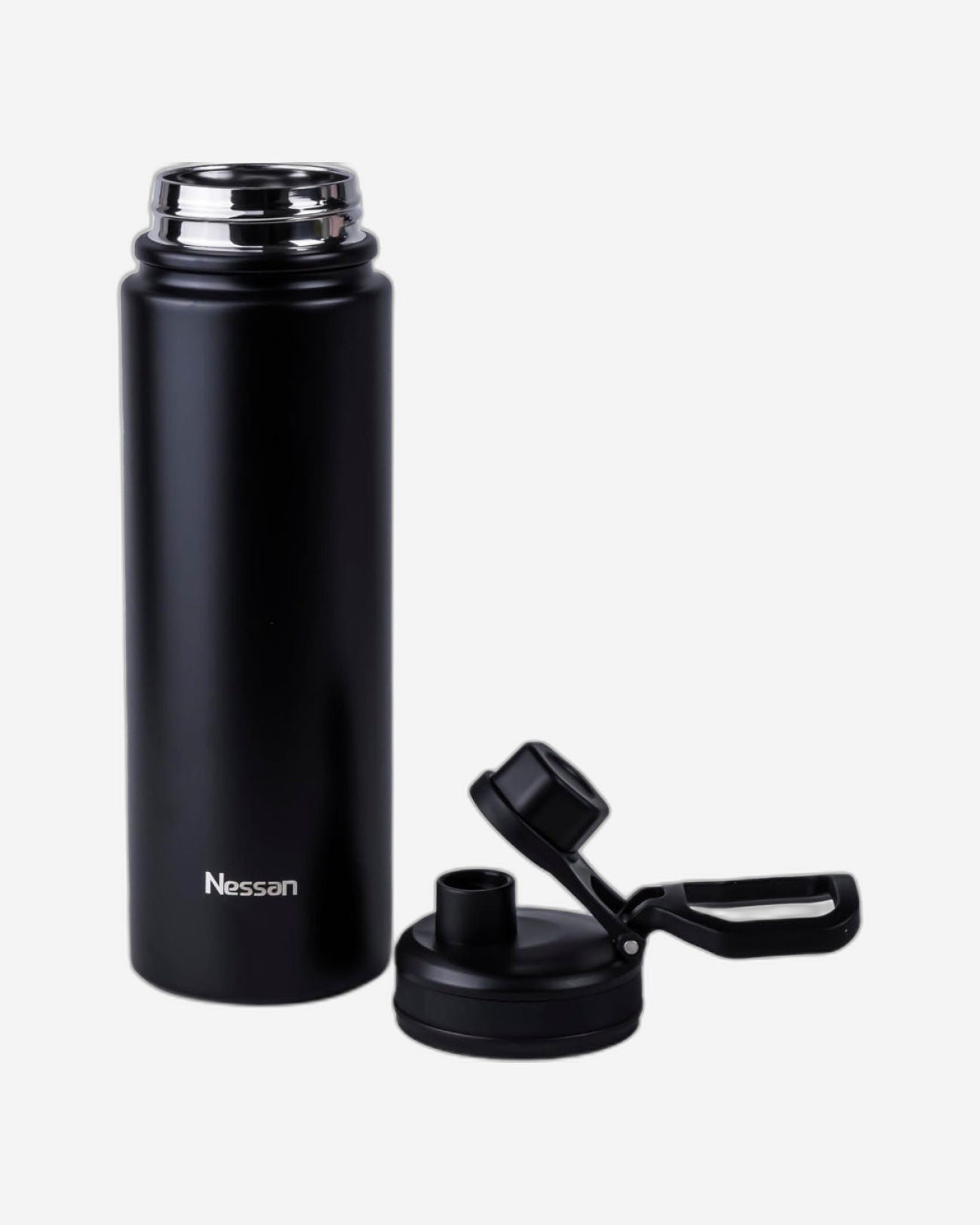 Nessan 720ml Travel Flask – Double Wall Insulated Stainless Steel Vacuum Bottle for Hot and Cold Beverages - Black