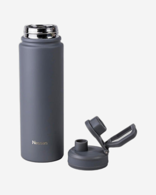 Nessan 720ml Travel Flask – Double Wall Insulated Stainless Steel Vacuum Bottle for Hot and Cold Beverages - Grey