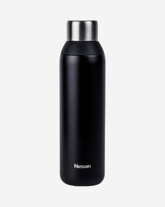 Nessan Double Wall Insulated Stainless Steel Vacuum Bottle, 600ml - Your Reliable Travel Flask for Hot and Cold Beverages - Black