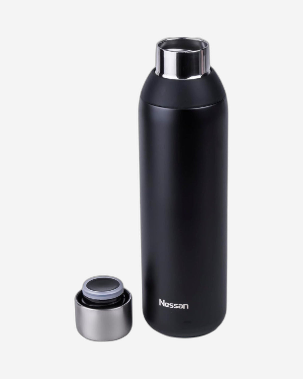 Nessan Double Wall Insulated Stainless Steel Vacuum Bottle, 600ml - Your Reliable Travel Flask for Hot and Cold Beverages - Black