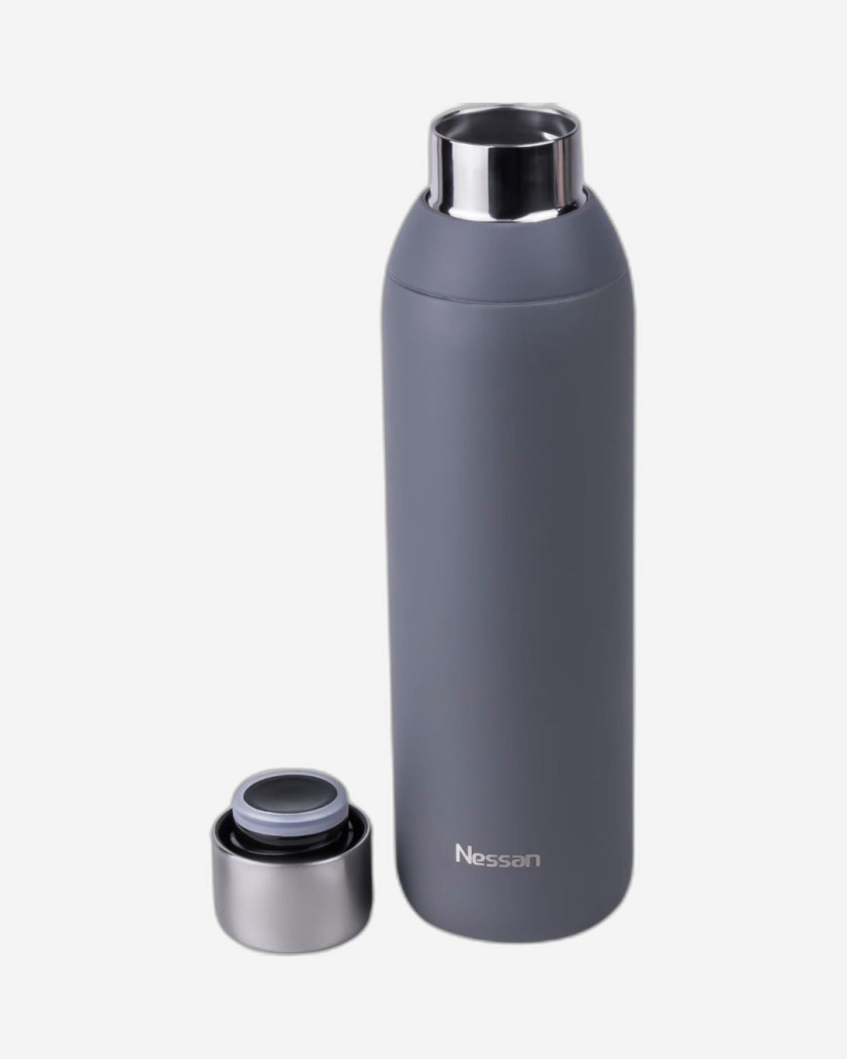 Nessan Double Wall Insulated Stainless Steel Vacuum Bottle, 600ml - Your Reliable Travel Flask for Hot and Cold Beverages - Grey