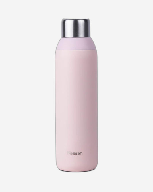 Nessan Double Wall Insulated Stainless Steel Vacuum Bottle, 600ml - Your Reliable Travel Flask for Hot and Cold Beverages - Pink