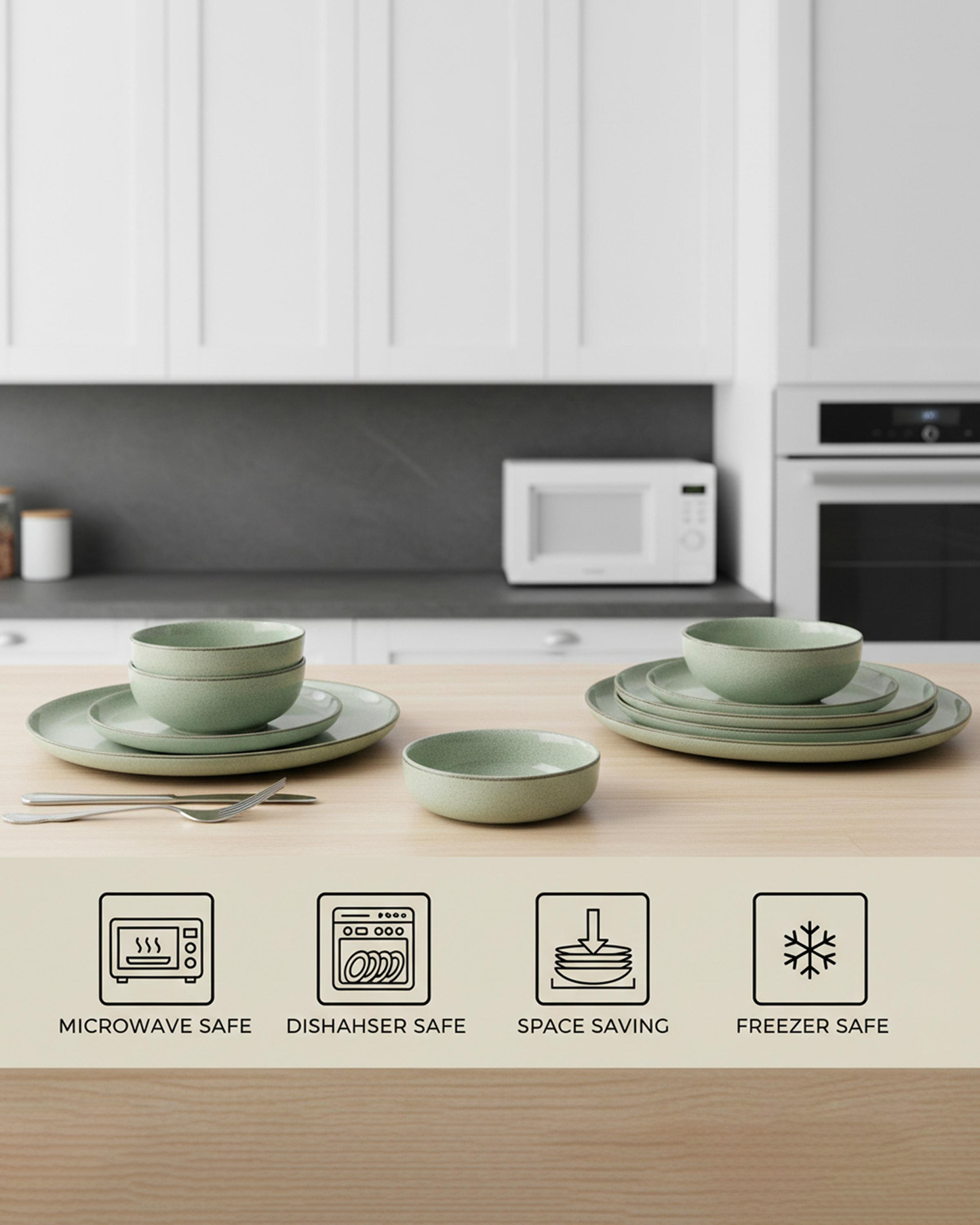 Shallow JIO Stoneware Dinner Set 12 pcs Cyan