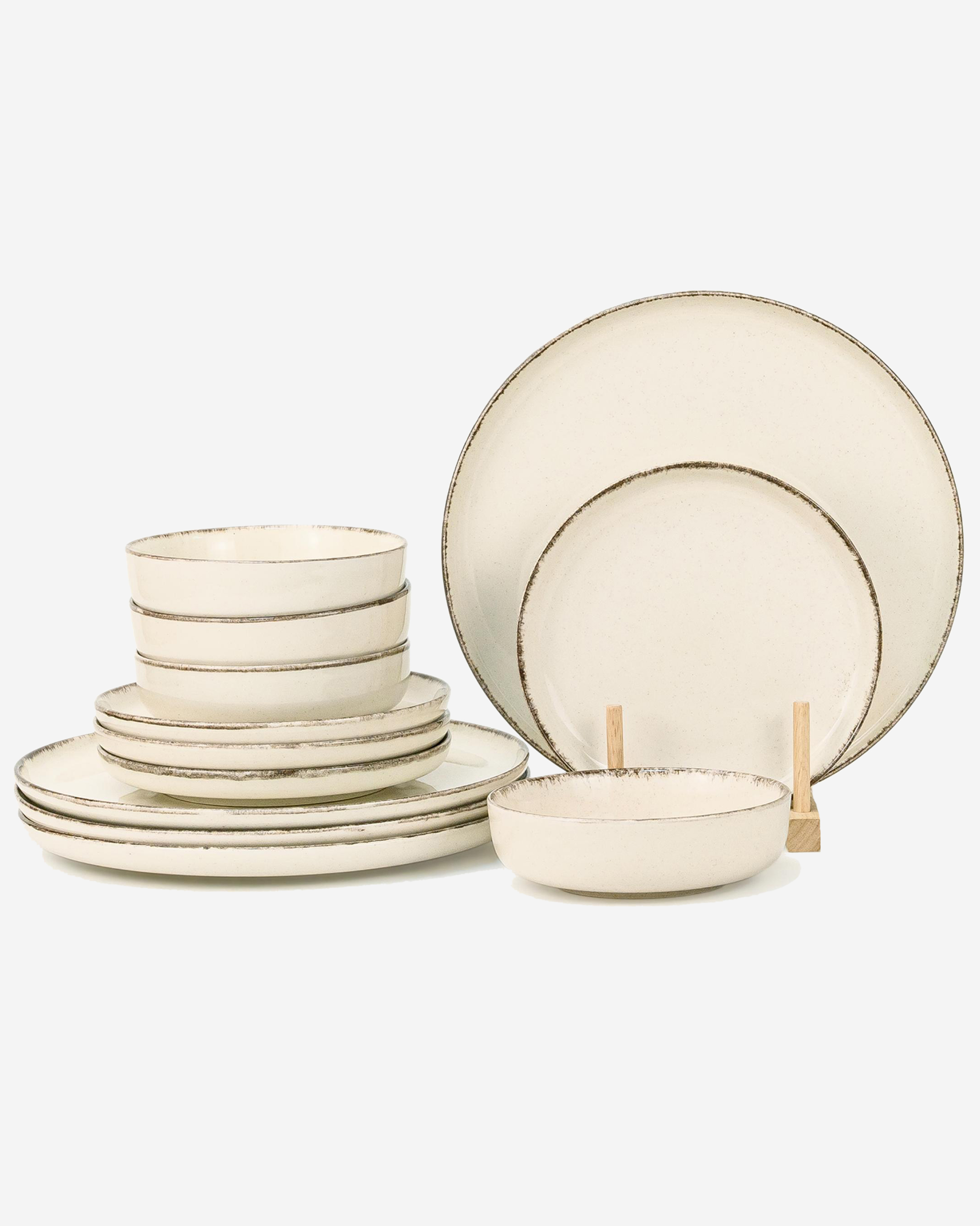 Shallow NIO Stoneware Dinner Set 12 pcs Beige