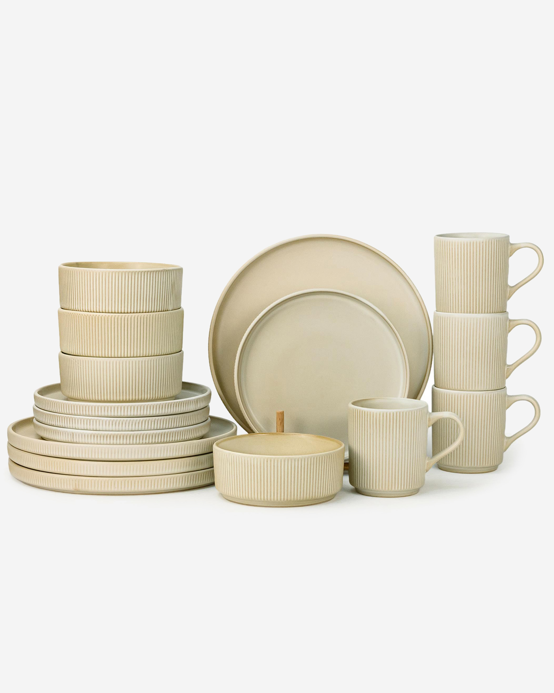 Shallow JEF Stoneware Dinner Set 16 pcs Beige