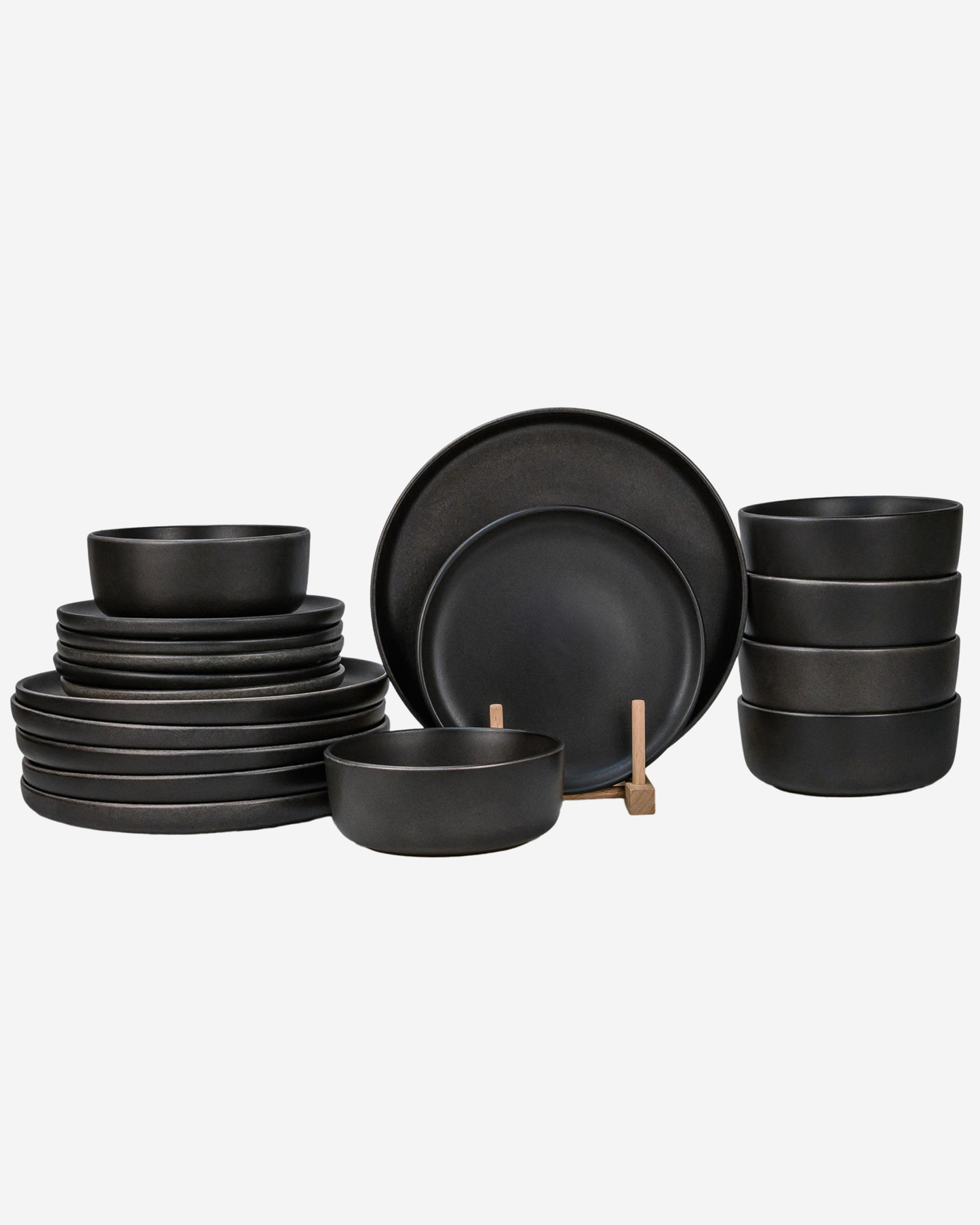 Shallow KIA Stoneware Dinner Set 18 pcs Black