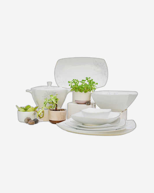 Dankotuwa 83-pc Dinner Set with Grey White Floral City of Italy