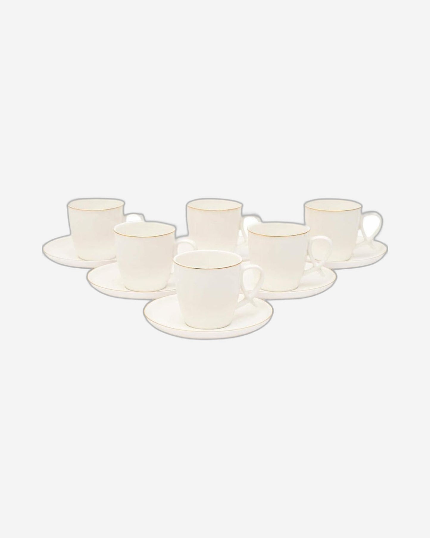 Shallow Bone China Tea Cup and Saucer Set, White – Elegant 12-Piece Tea Set for Everyday Use and Special Occasions