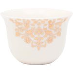 Shallow Bone China Gawa Cups, 12-Piece Set – White and Gold Elegant Arabic Coffee Cups
