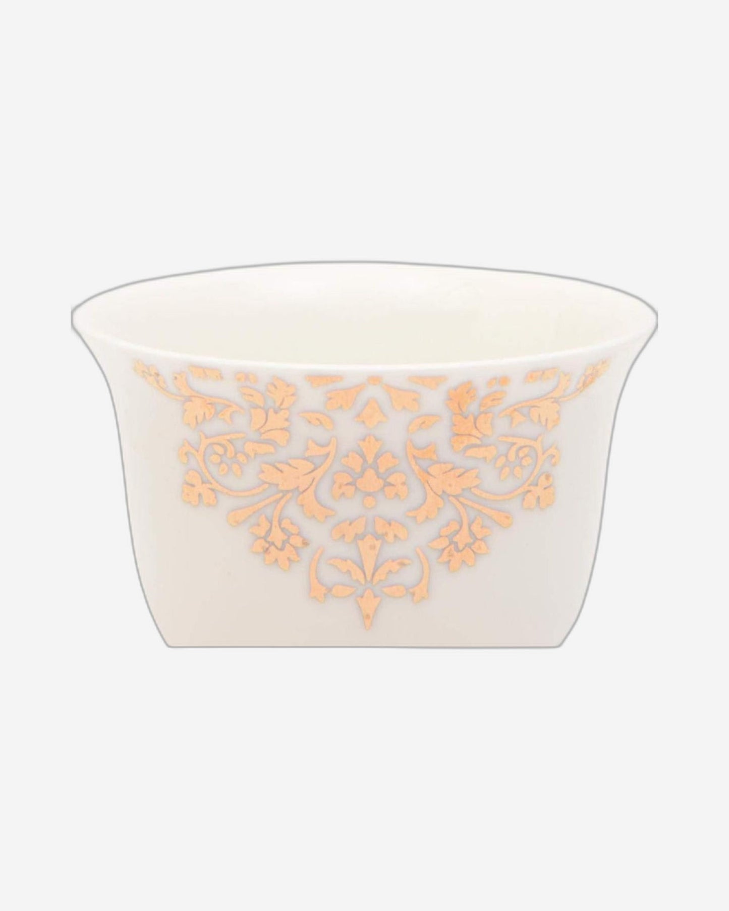 Shallow Bone China Gawa Cups, 12-Piece Set – White and Gold Elegant Arabic Coffee Cups
