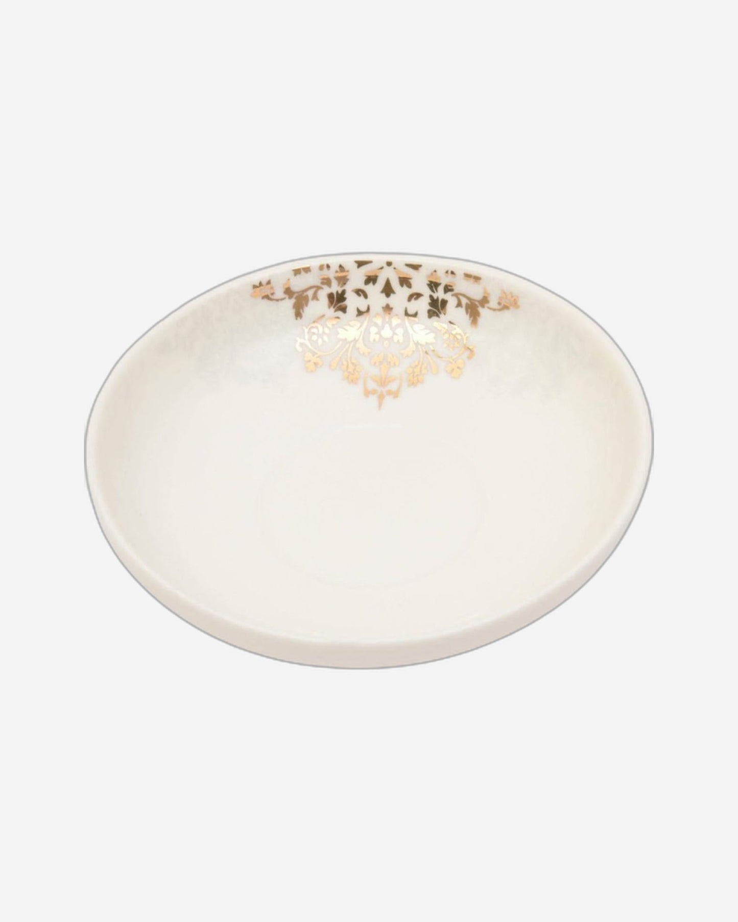 Shallow Bone China Istikan Tea Cup and Saucer Set, 12-Piece – White and Gold
