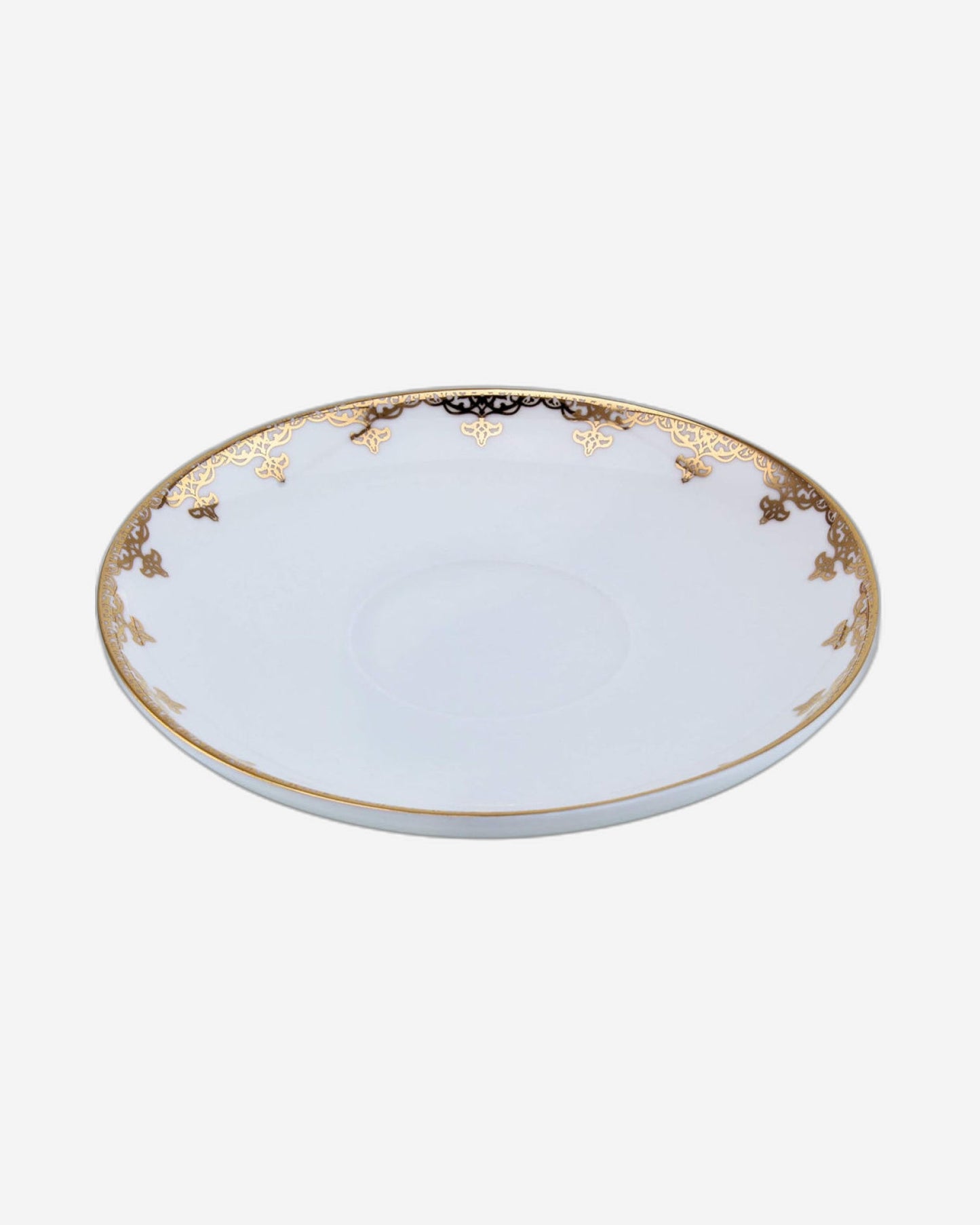 Shallow Sultan Designed Bone China Tea Cup and Saucer Set, 12-Piece – Gold/Yellow, 180ml