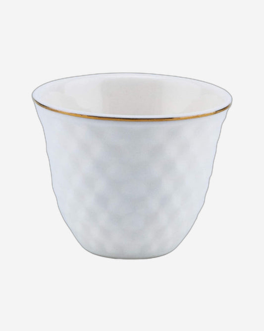 Shallow Bone China Cawa Cups, 12-Piece Set – White/Gold, 70ml
