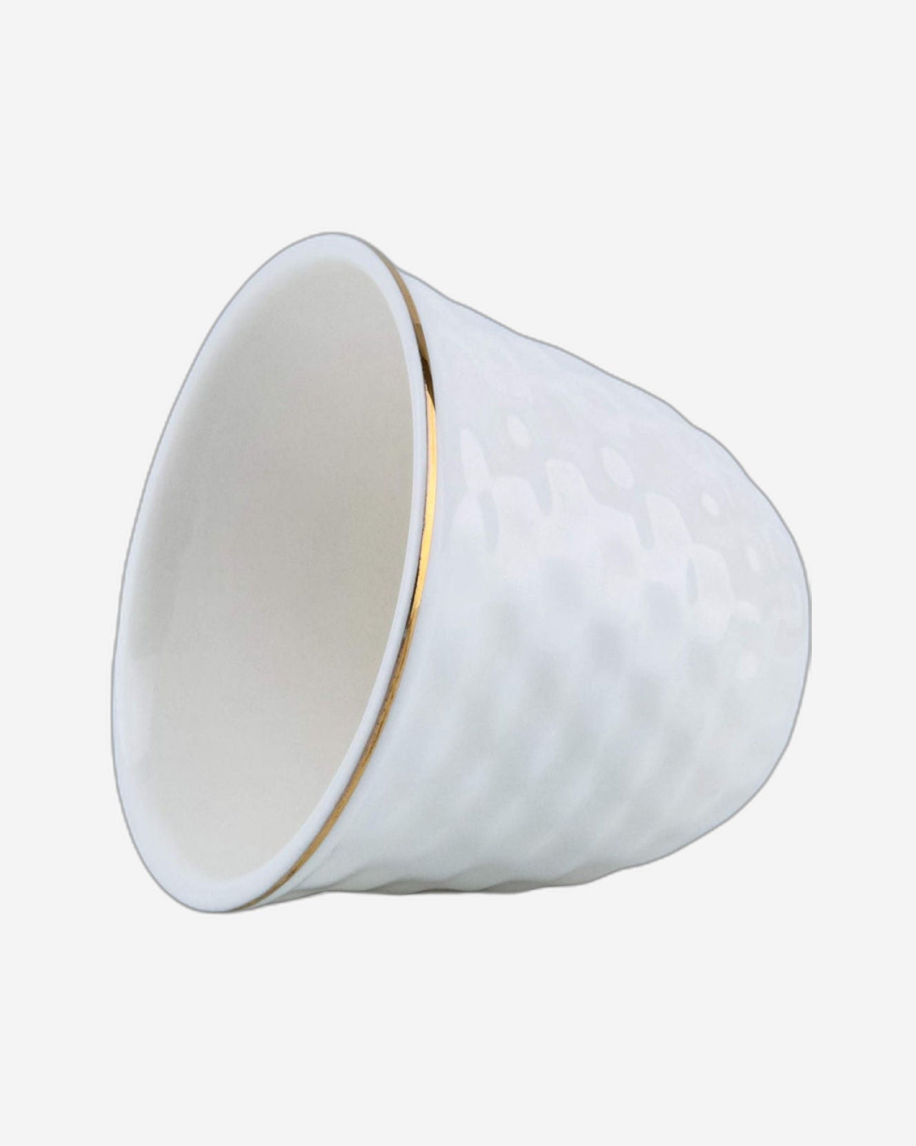 Shallow Bone China Cawa Cups, 12-Piece Set – White/Gold, 70ml