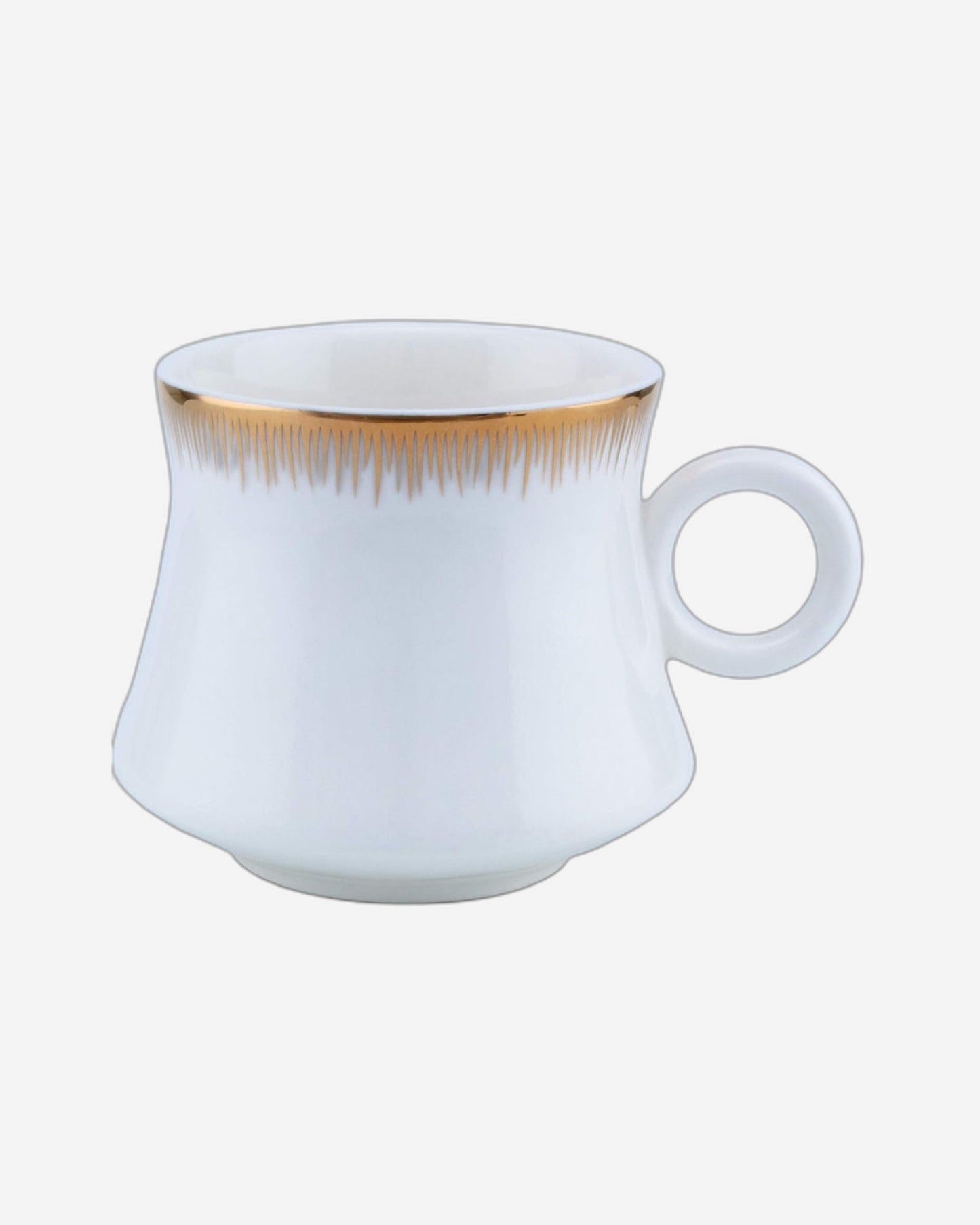 Shallow Bone China Tea Cup and Saucer Set, 12-Piece – White/Gold, 220ml