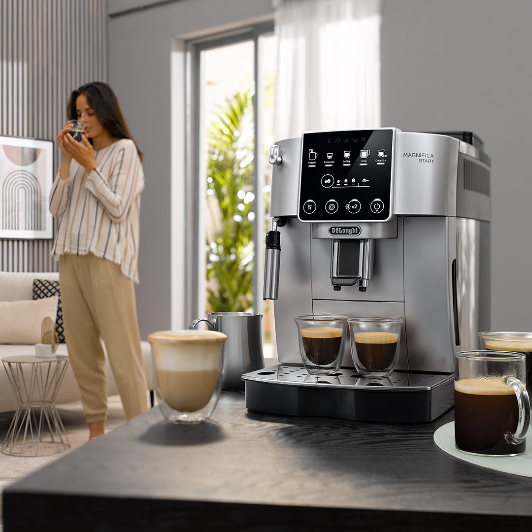 De'Longhi Fully Automatic Coffee Machine MAGNIFICA START Bean-to-Cup Espresso Machine Perfect for Espresso, Americano, Cappuccino, Latte Macchiato- ECAM220.31.SB Silver/Black ( 2 Years Free Extended Warranty)