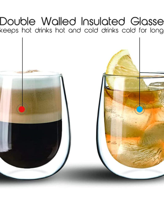 Cuisine Art Double Walled Glass Coffee Cup 2-Piece Set, 250 Ml Capacity, Gc-325-250, Coffe Cups