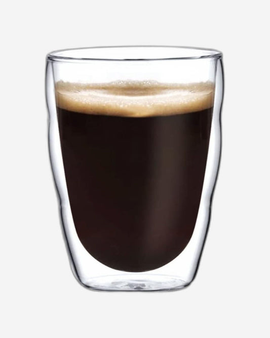 Cuisine Art Double Walled Glass Coffee Cup 2-Piece Set Borosilicate Glass For Coffee, Tea, Whiskey, Cocktails & All Beverages - Minimalistic & Durable Double-Wall Drinking Mug 80 ML Capacity