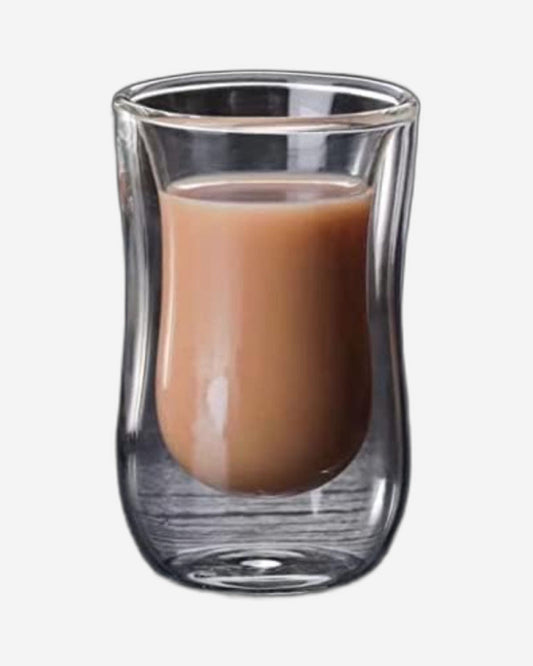 Cuisine Art Double Walled Turkish Style Double Wall Glass Cup Set Of 2 Glass Coffee Cup 2-Piece Set, 100 ml Capacity