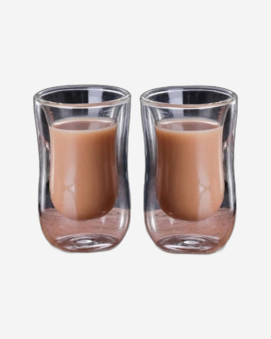 Cuisine Art Double Walled Turkish Style Double Wall Glass Cup Set Of 2 Glass Coffee Cup 2-Piece Set, 100 ml Capacity