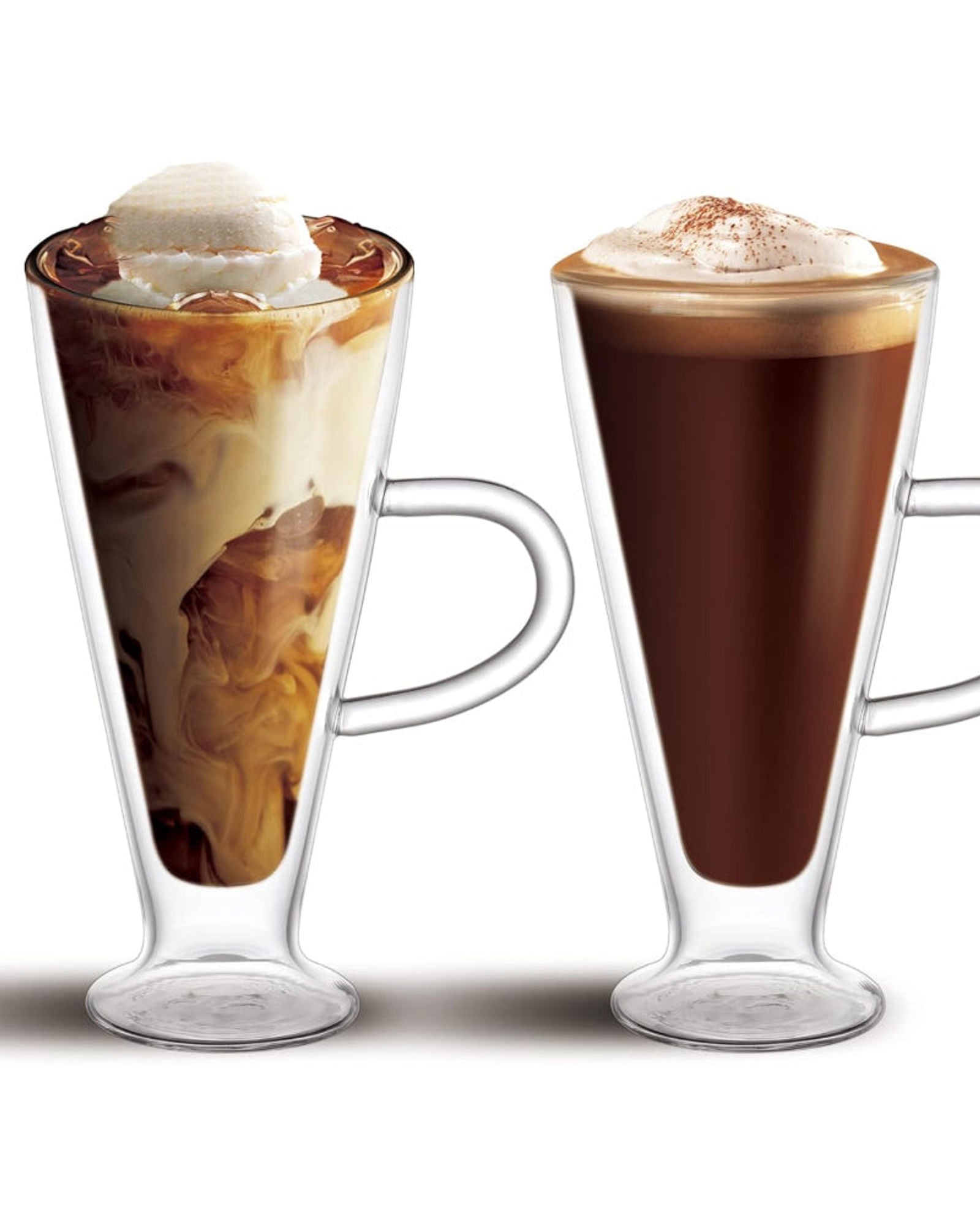 Cuisine Art 350ML Double Wall Glass Cup 2pcs Set Borosilicate For Coffee, Tea, Whiskey, Cocktails & All Beverages - Minimalistic Durable Double-Wall Drinking Mug