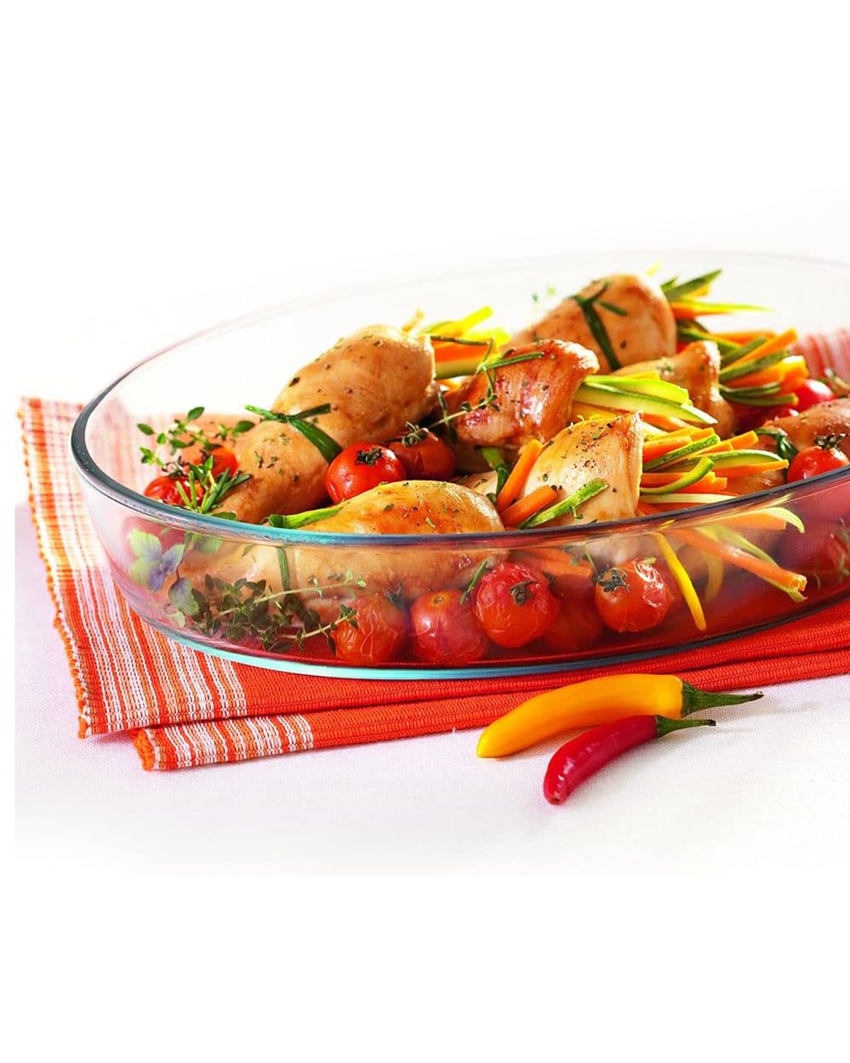 Marinex Large Oval Glass Roaster, Heat-Resistant, Oven-Safe, 4.0L
